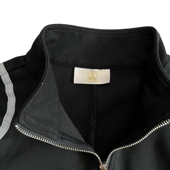 Diafora Womens Medusa Reflective Strip 1/2 Zip Crop Long Sleeve Top Black Medium - Picture 7 of 13